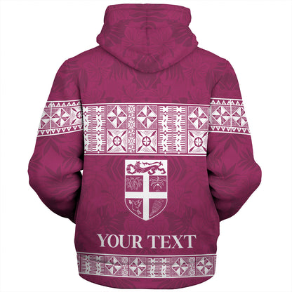 Fiji Sherpa Hoodie Custom Traditional Fijian Masi Pink Color
