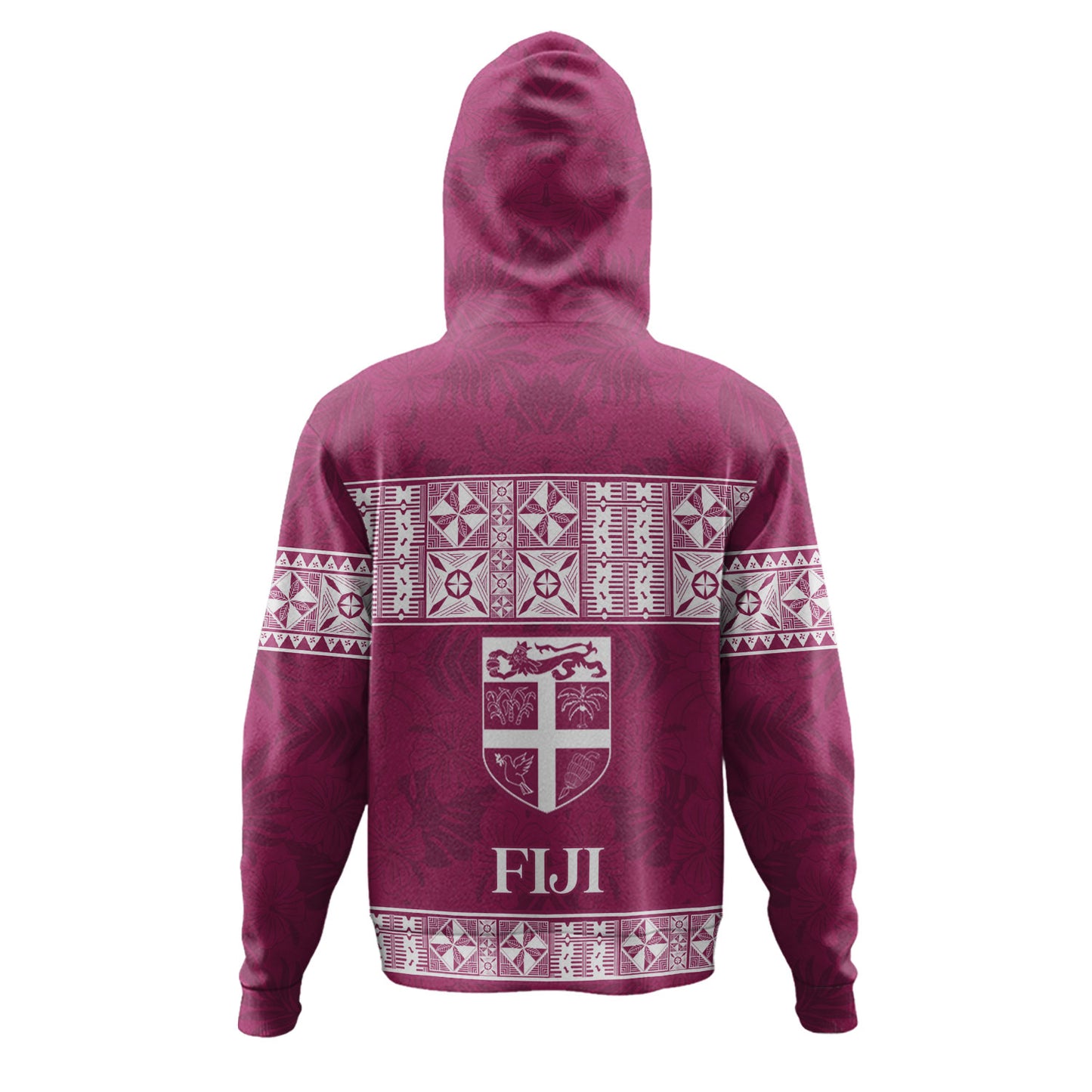 Fiji Hoodie Custom Traditional Fijian Masi Pink Color