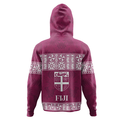 Fiji Hoodie Custom Traditional Fijian Masi Pink Color