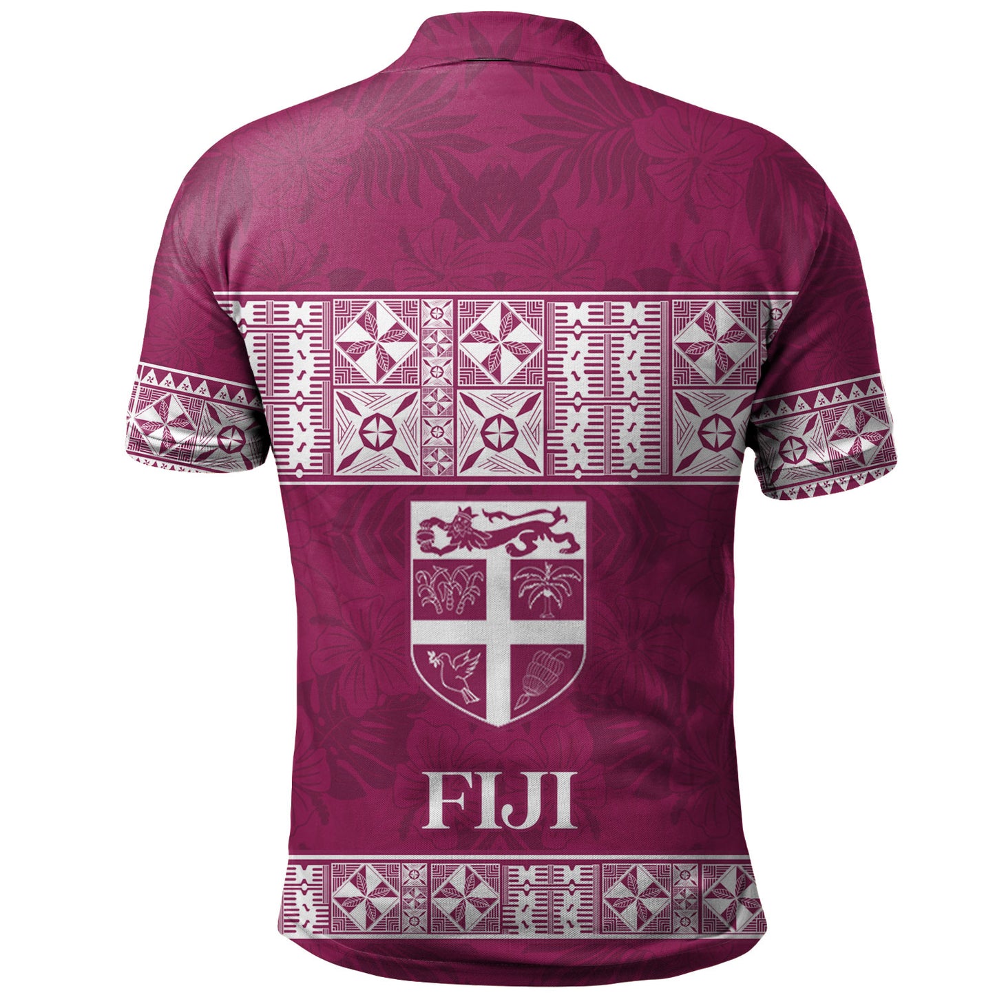 Fiji Polo Shirt Custom Traditional Fijian Masi Pink Color