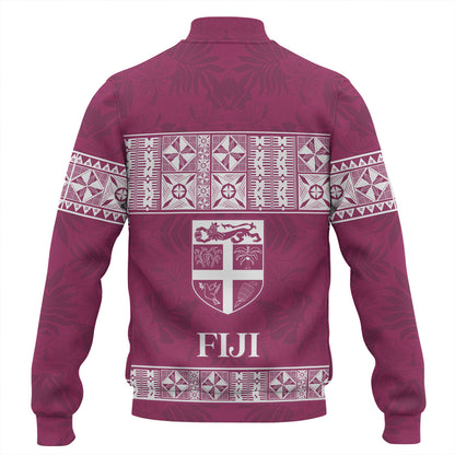 Fiji Baseball Jacket Custom Traditional Fijian Masi Pink Color