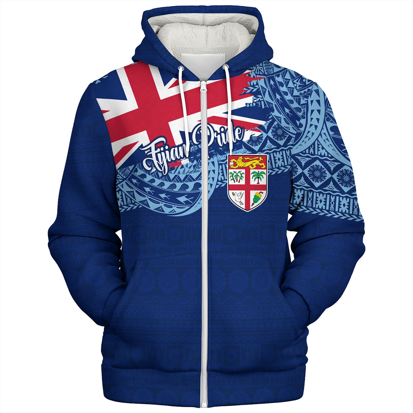 Fiji Sherpa Hoodie - Custom Fijian Pride Masi Patterns