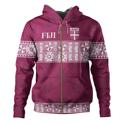 Fiji Hoodie Custom Traditional Fijian Masi Pink Color