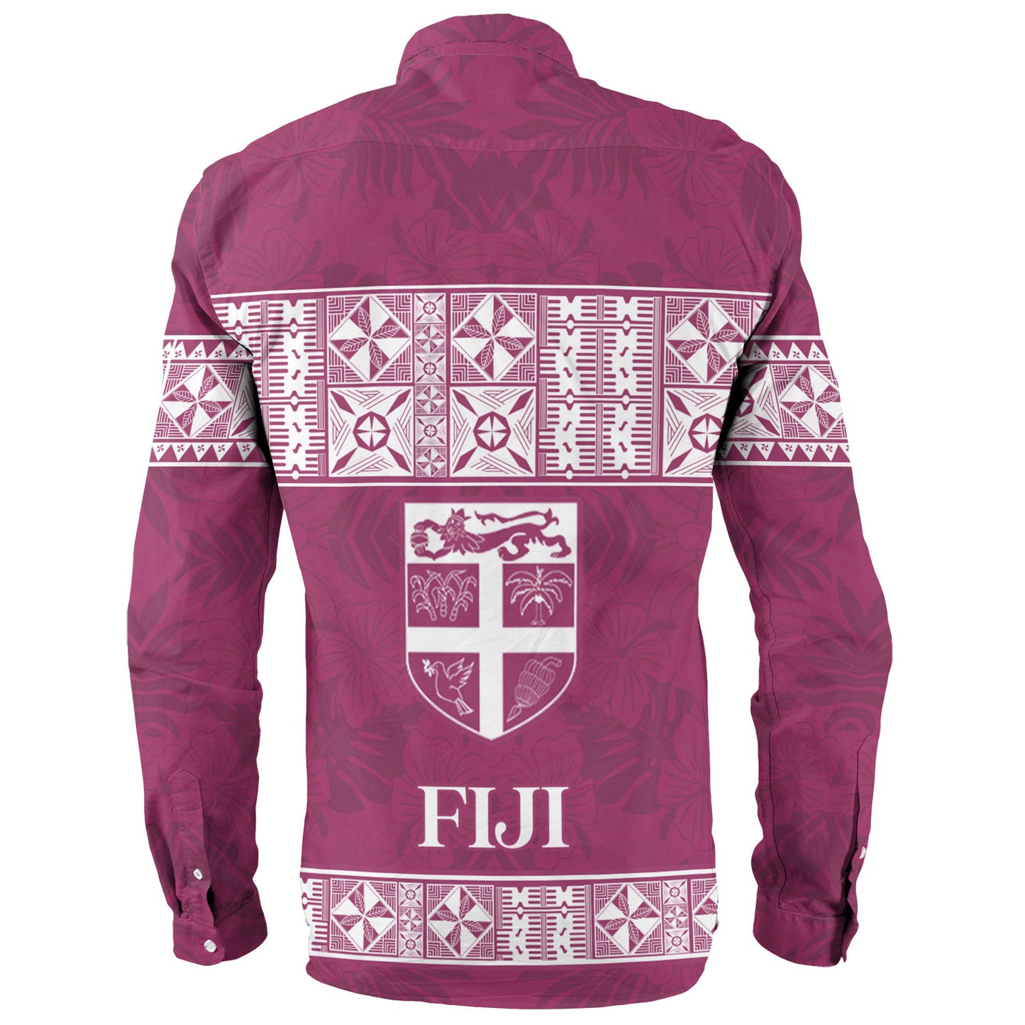 Fiji Long Sleeve Shirt Custom Traditional Fijian Masi Pink Color