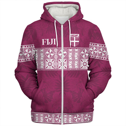 Fiji Sherpa Hoodie Custom Traditional Fijian Masi Pink Color