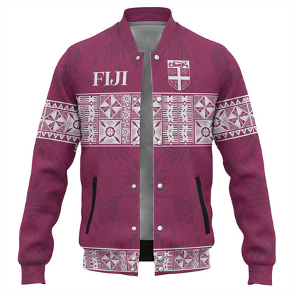 Fiji Baseball Jacket Custom Traditional Fijian Masi Pink Color