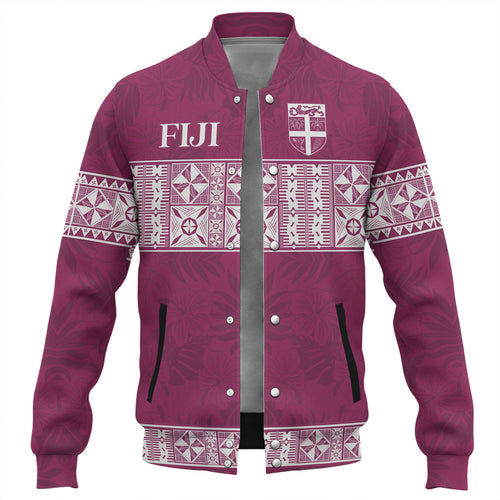 Fiji Baseball Jacket Custom Traditional Fijian Masi Pink Color