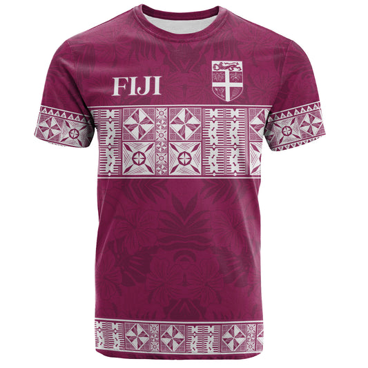 Fiji T-Shirt Custom Traditional Fijian Masi Pink Color