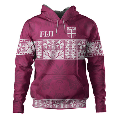 Fiji Hoodie Custom Traditional Fijian Masi Pink Color