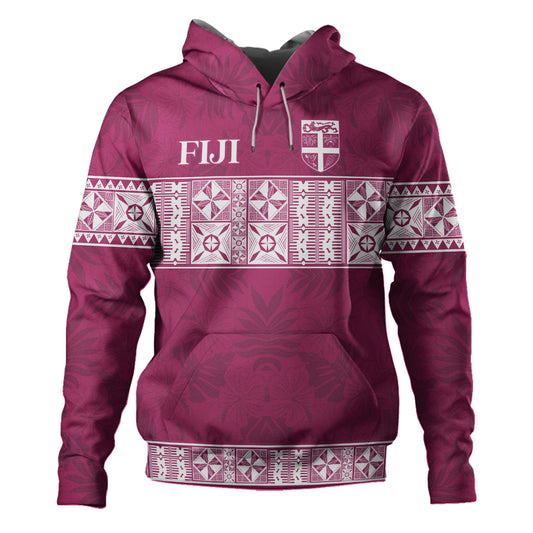 Fiji Hoodie Custom Traditional Fijian Masi Pink Color
