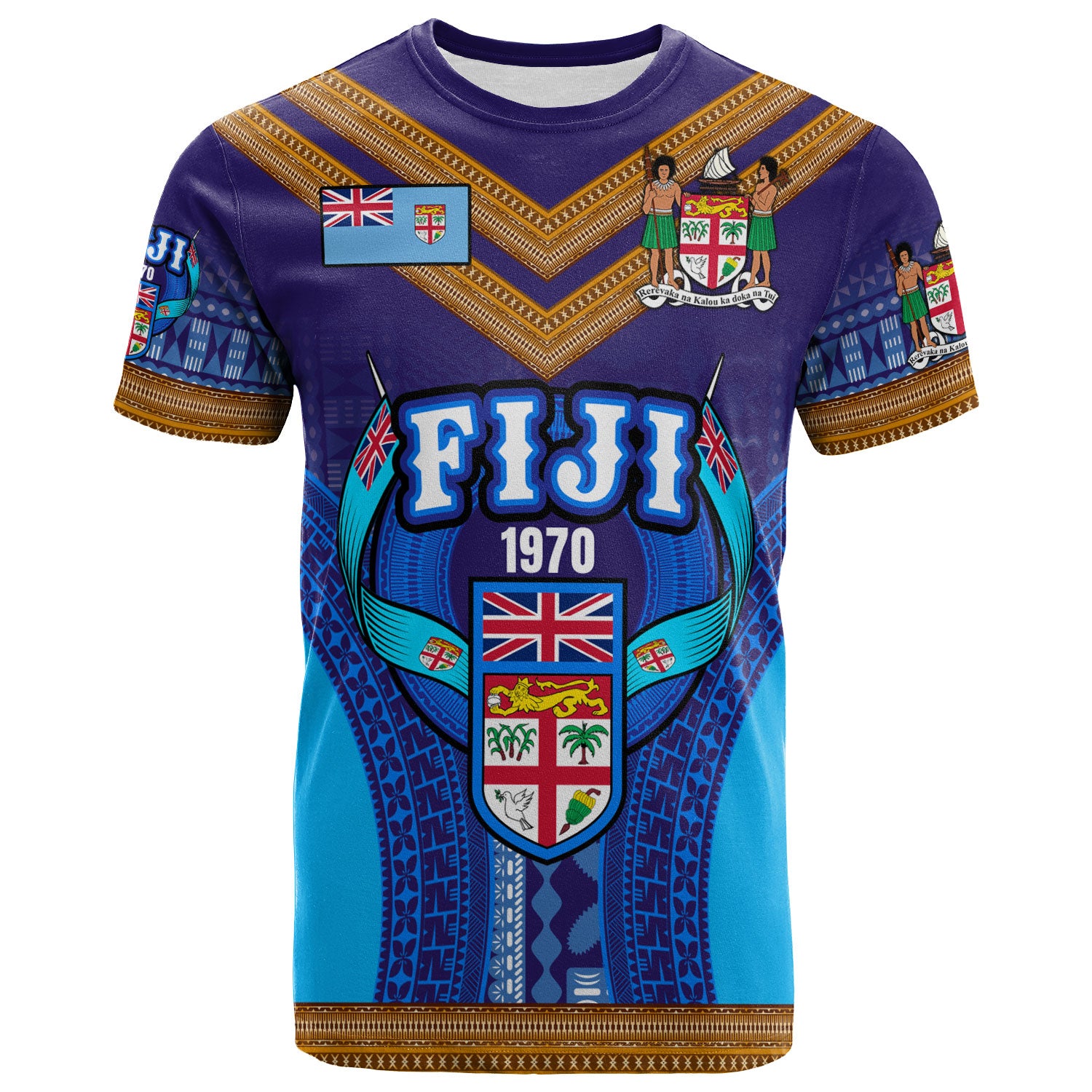 Fiji Day T-Shirt - Custom BULA FIJI Tapa Patterns T-Shirt