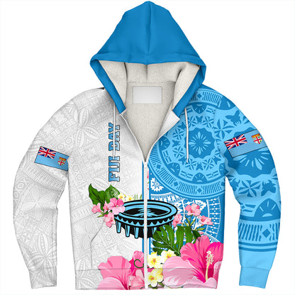 Fiji Sherpa Hoodie Fiji Day Tanoa Hibiscus Fijian Tapa Masi Pattern
