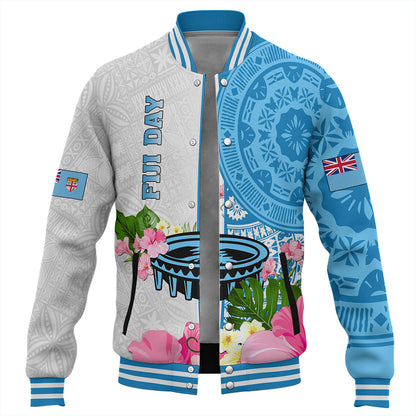 Fiji Baseball Jacket Fiji Day Tanoa Hibiscus Fijian Tapa Masi Pattern