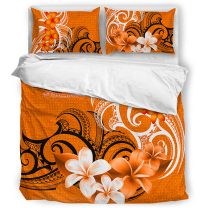 Fiji Bedding Set Polynesian Floral Spirit Orange