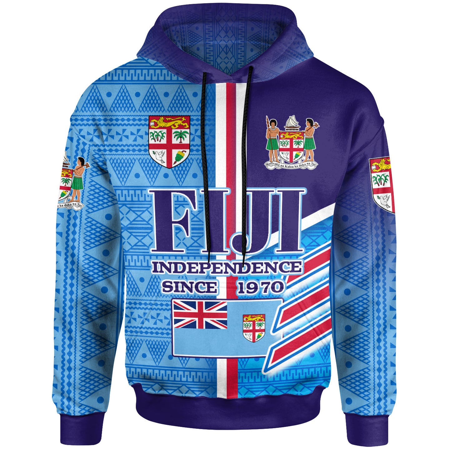Fiji Hoodie - Custom Fiji Independence Tapa Patterns Sport Style Hoodie