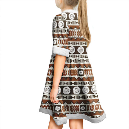 Fiji Women and Kid Christmas Dress Masi Tapa Clothes