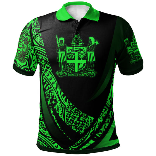 Fiji Polo Shirt - Green Polynesian Patterns Sport Style