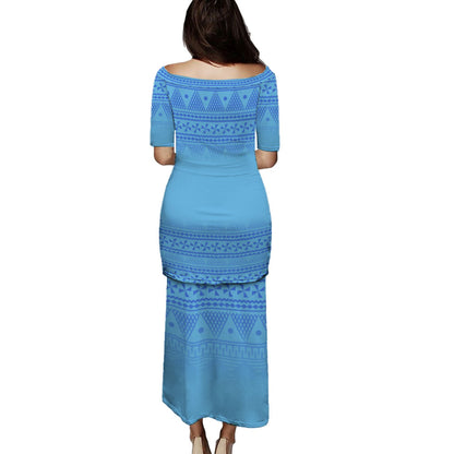 Fiji Puletasi - Flag Color With Traditional Patterns