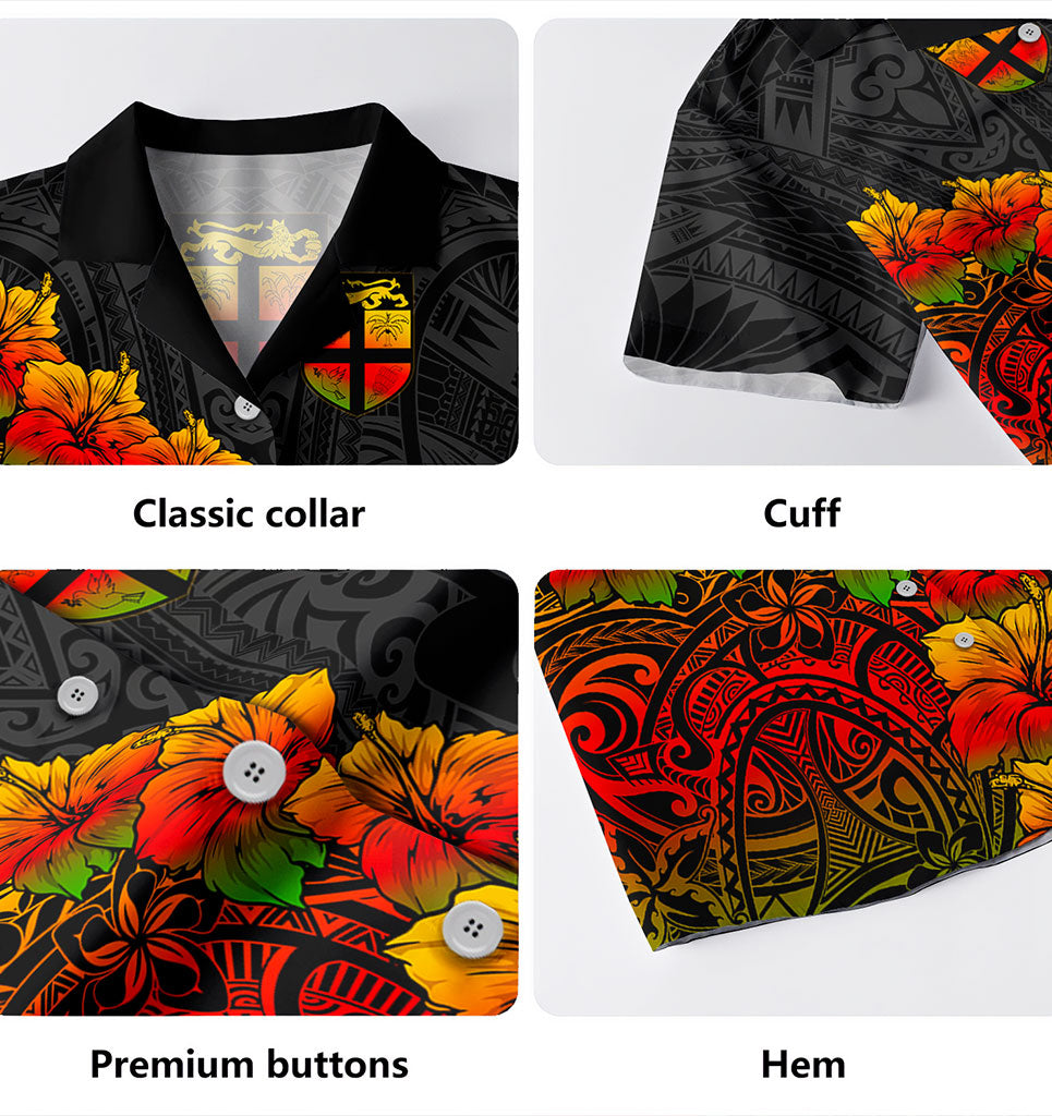 Fiji Hawaiian Shirt Custom Personalised Turtle and Tribal Tattoo Of Polynesian