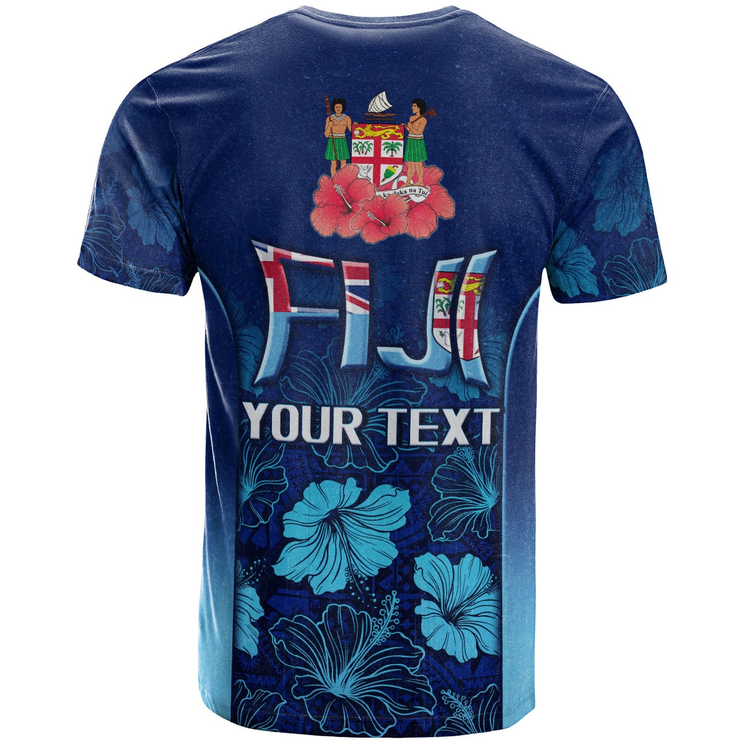 Fiji Custom Personalised T-Shirt Fijian Traditional Patterns Hibiscus Flowers