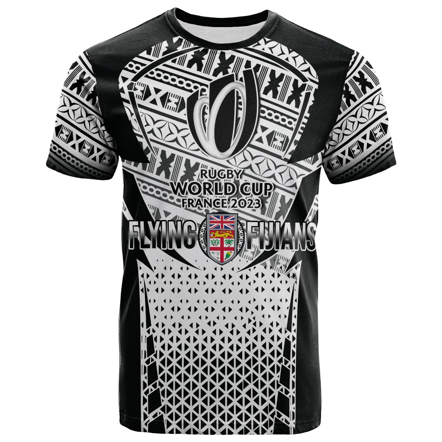 Fiji T-Shirt Flying Fijians Rugby Cup (Black-White Ver)