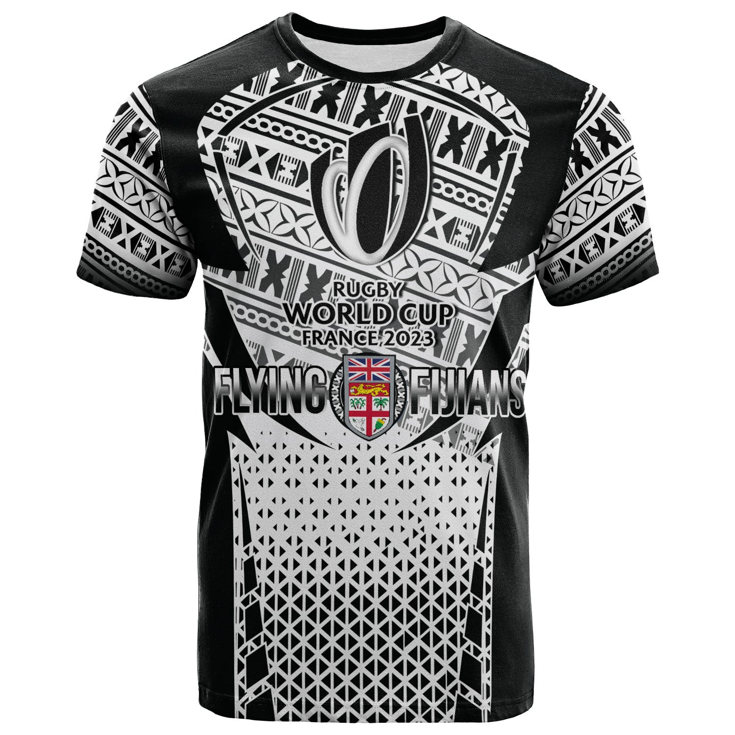 Fiji T-Shirt Flying Fijians Rugby Cup (Black-White Ver)