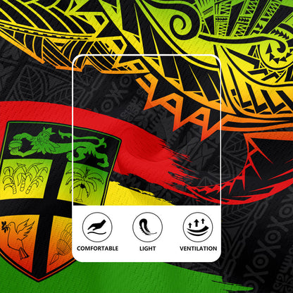Fiji Rugby Jersey Tribal Melanesia Grunge Reggae