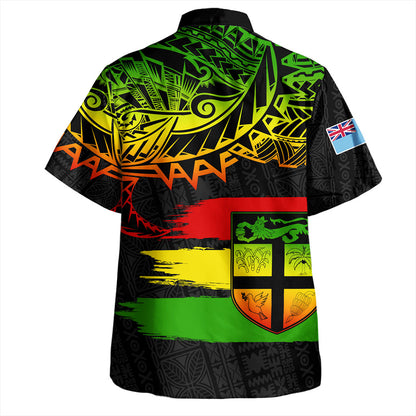 Fiji Hawaiian Shirt Fiji Tapa Tropical Plumeria Flowers Bouquet