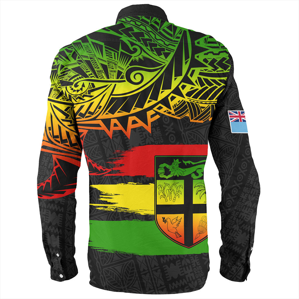Fiji Long Sleeve Shirt Tribal Melanesia Grunge Reggae