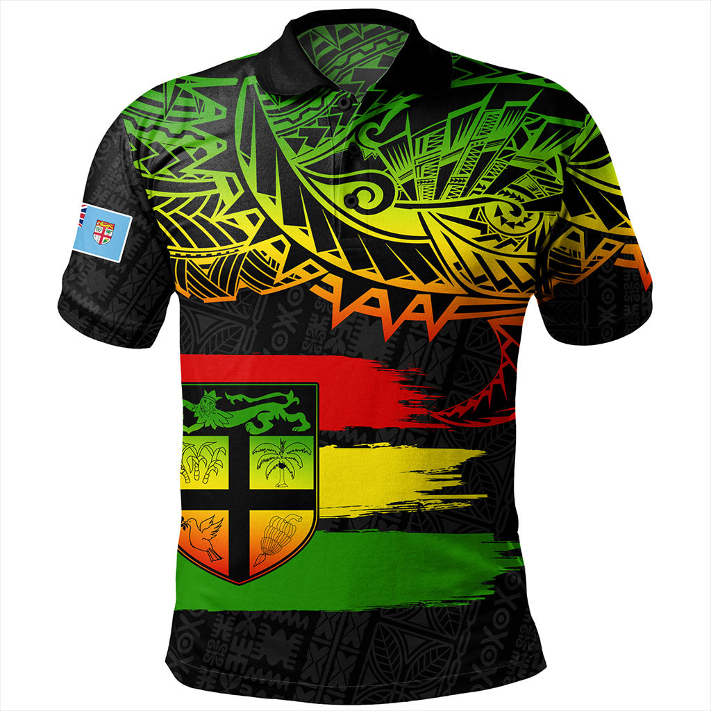 Fiji Polo Shirt Tribal Melanesia Grunge Reggae