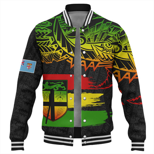 Fiji Baseball Jacket Tribal Melanesia Grunge Reggae