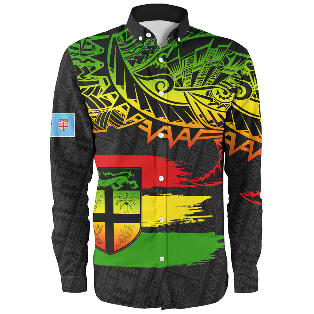 Fiji Long Sleeve Shirt Tribal Melanesia Grunge Reggae