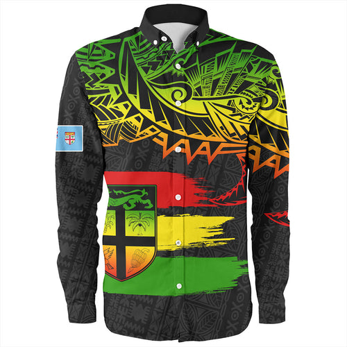Fiji Long Sleeve Shirt Tribal Melanesia Grunge Reggae