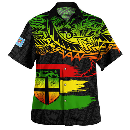 Fiji Hawaiian Shirt Fiji Tapa Tropical Plumeria Flowers Bouquet