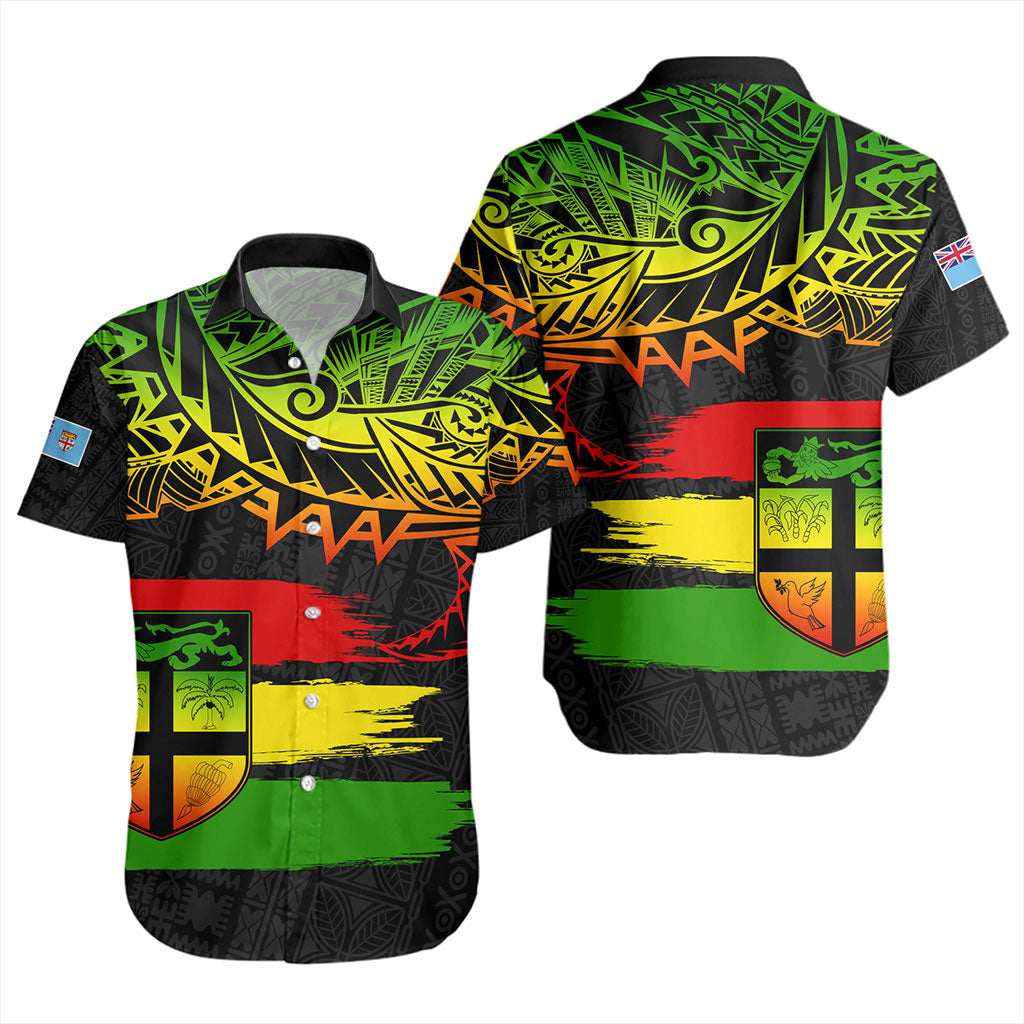 Fiji Short Sleeve Shirt Tribal Melanesia Grunge Reggae