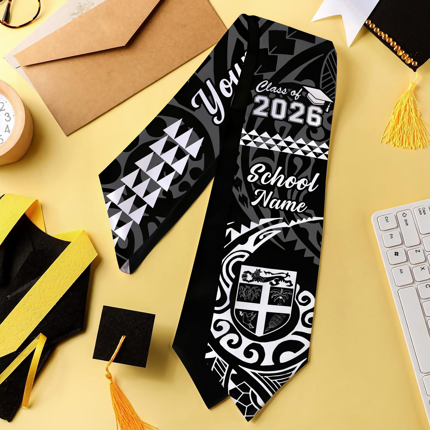Fiji Graduation Stole Custom Class 2026 Kakau Style