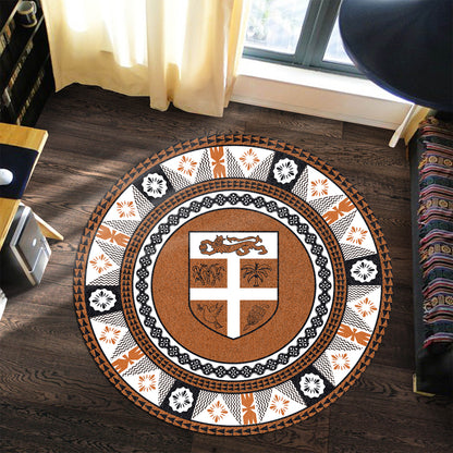 Fiji Round Rug - Fiji Tapa Design Tribal Round Rugs