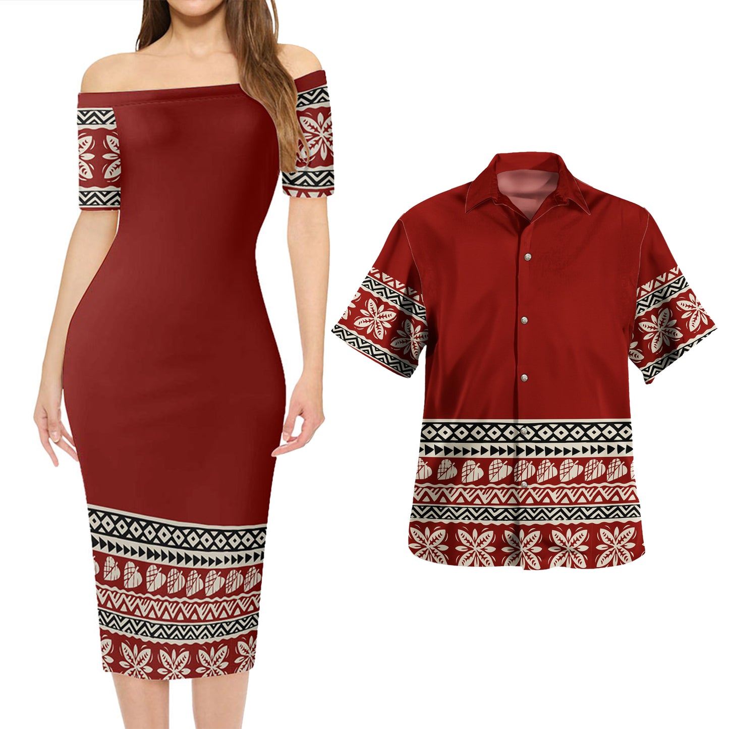 Fiji Combo Short Sleeve Dress And Shirt Bula Tropical