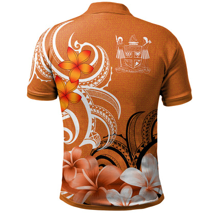 Fiji Polo Shirt Custom Personalised Floral Spirit Orange
