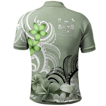 Fiji Polo Shirt Custom Personalised Floral Spirit Sage Green