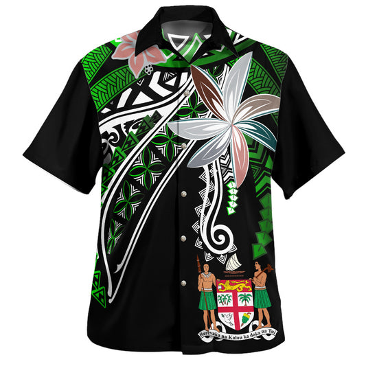 Fiji Hawaiian Shirt Custom Personalised Fanciful Forest Green