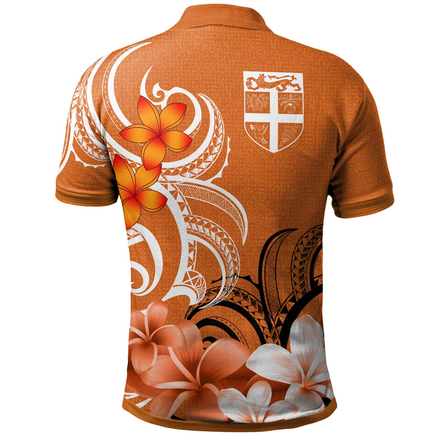 Fiji Polo Shirt Custom Personalised Floral Spirit Orange