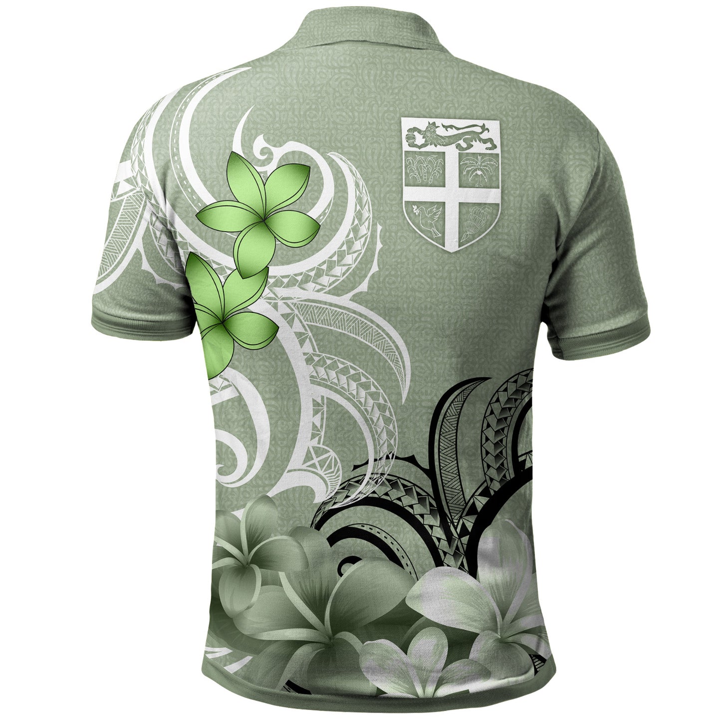 Fiji Polo Shirt Custom Personalised Floral Spirit Sage Green