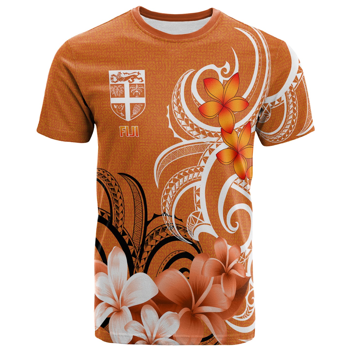 Fiji T-Shirt Custom Personalised Floral Spirit Orange