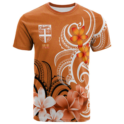 Fiji T-Shirt Custom Personalised Floral Spirit Orange