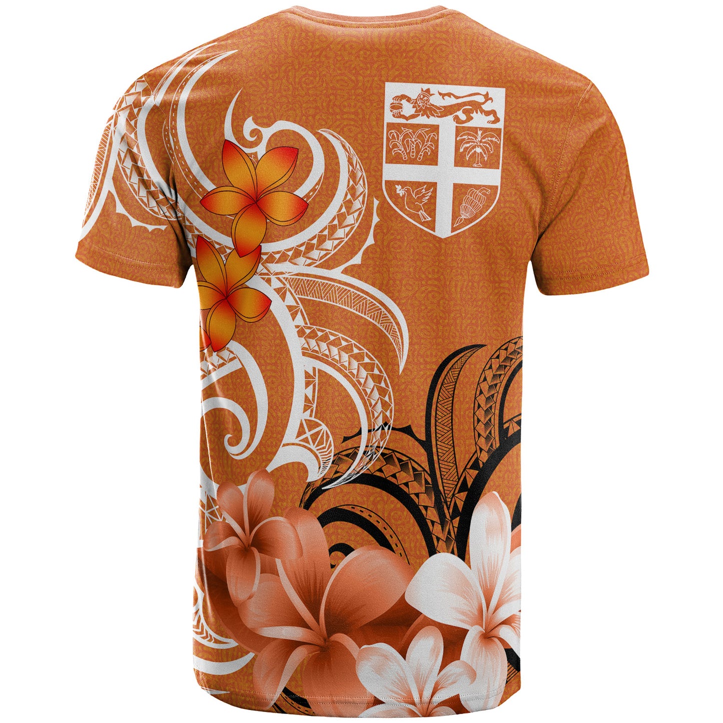 Fiji T-Shirt Custom Personalised Floral Spirit Orange