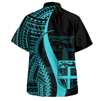 Fiji Combo Dress And Shirt - Polynesian Tentacle Tribal Pattern Turquoise
