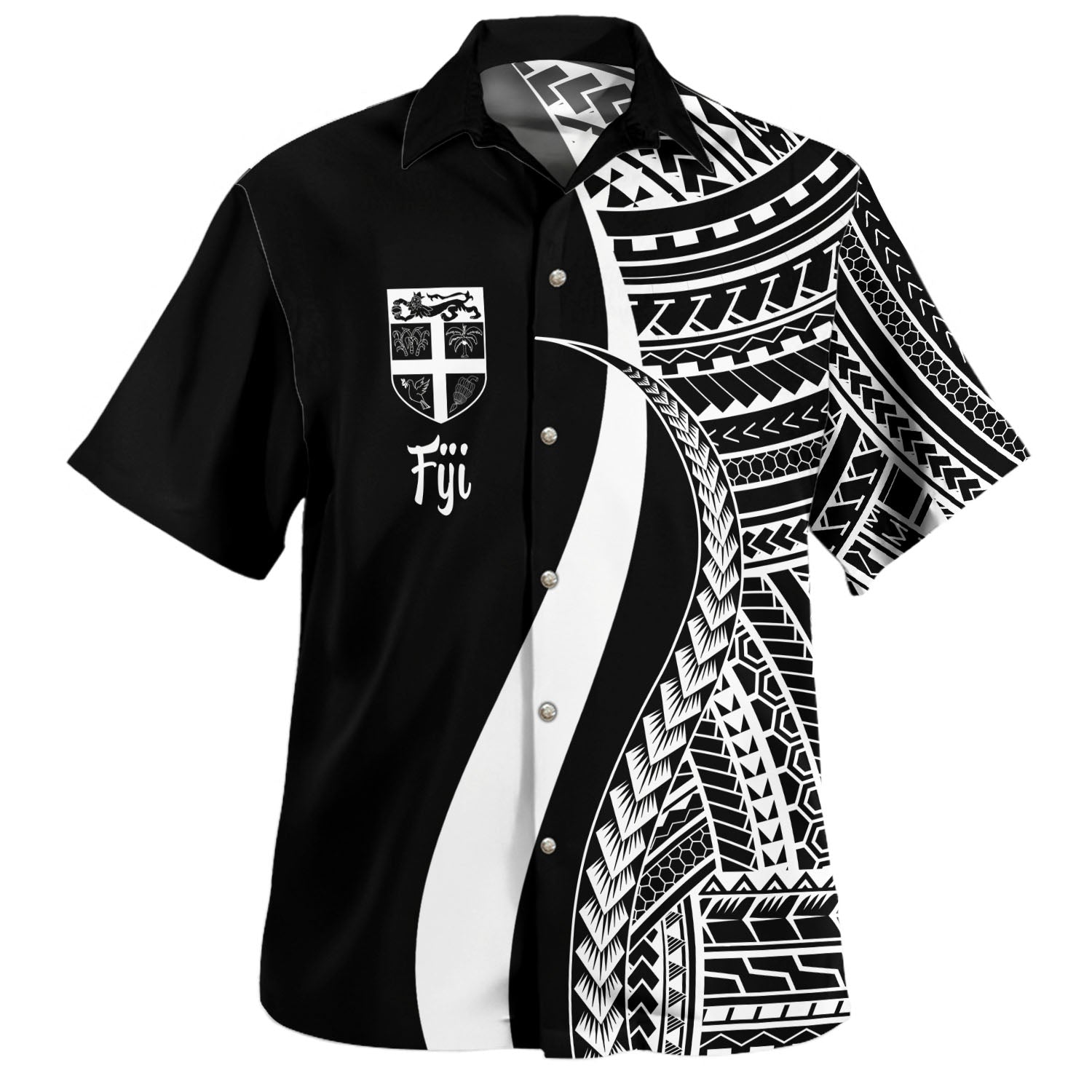 Fiji Custom Personalised Hawaiian Shirt Polynesian Tentacle Tribal Pattern