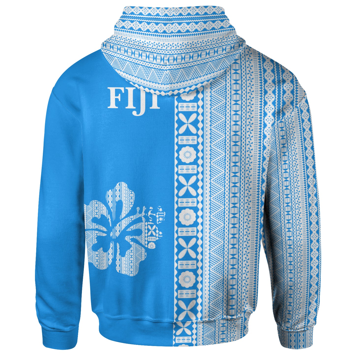 Fiji Hoodie - Fiji Hibiscus Tapa Half