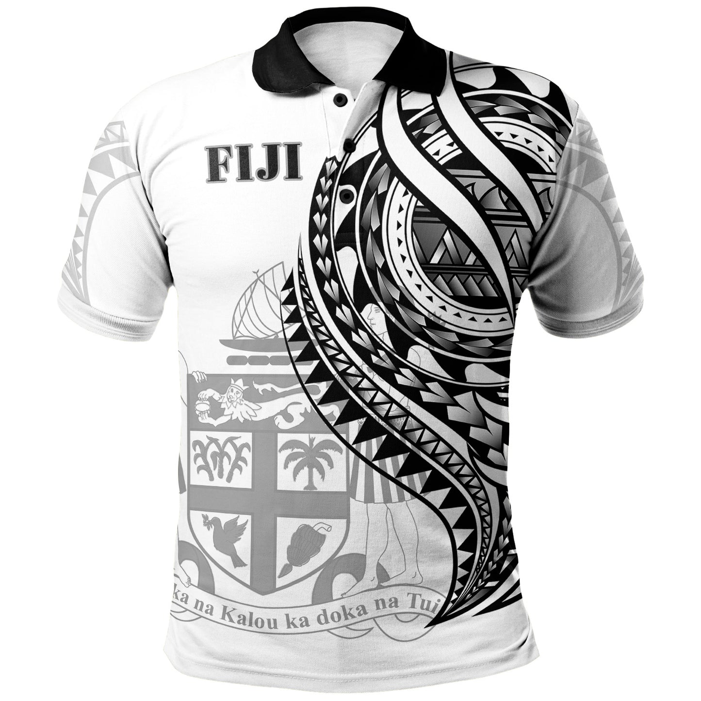 Fiji Polo Shirt - Black Color Polynesian Patterns Best Fiji Ever